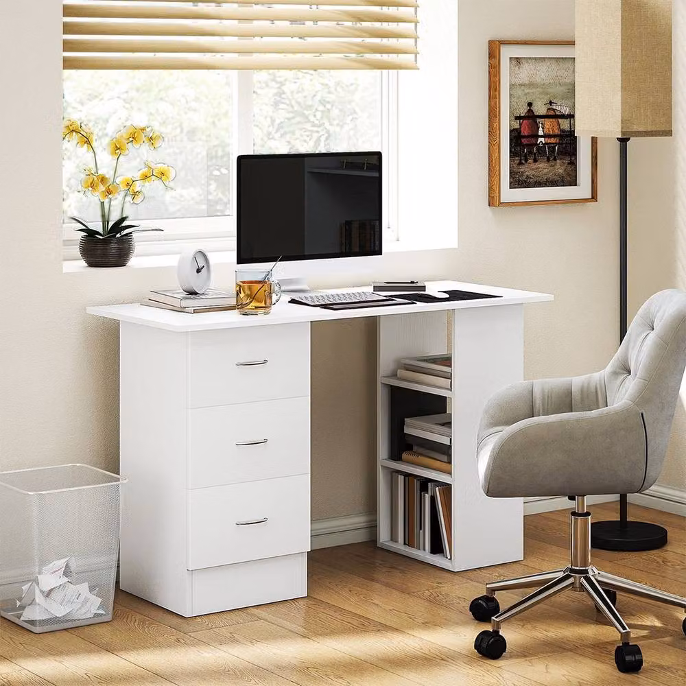 FORGEVIO Modern Computer Desk in White, W/D/H: 120 x 49 x 72 cm – 3