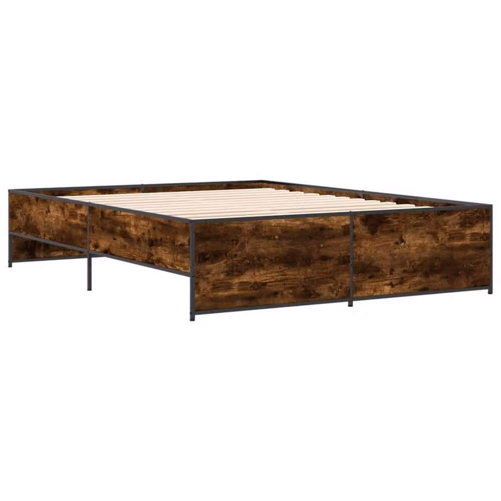 Berkfield Home Smoked Oak Bed Frame in Brown, W/D/H: 140 x 200 cm – 3