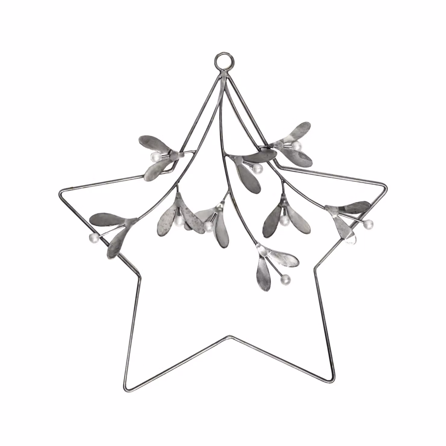 Ivyline Galvanised Star Mistletoe Wreath in Silver, W: 31 cm – 2