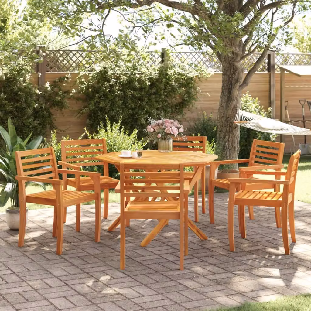 Berkfield Home Set of 6 Acacia Wood Garden Chairs in Brown, W/D/H: 59 x 55 x 85 cm – 2