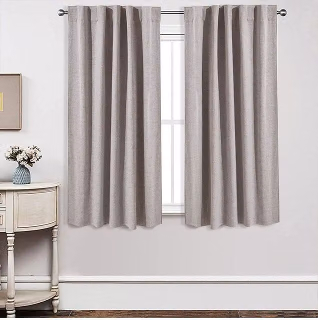 Living and Home Beige Faux Linen Blackout Curtains, 2 Panels, W: 117 cm, H: 137 cm