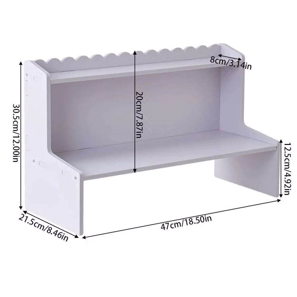 EONLION White Desktop Storage Shelf and Office Desk Organiser with Back Panel, Width: 50 cm – 2