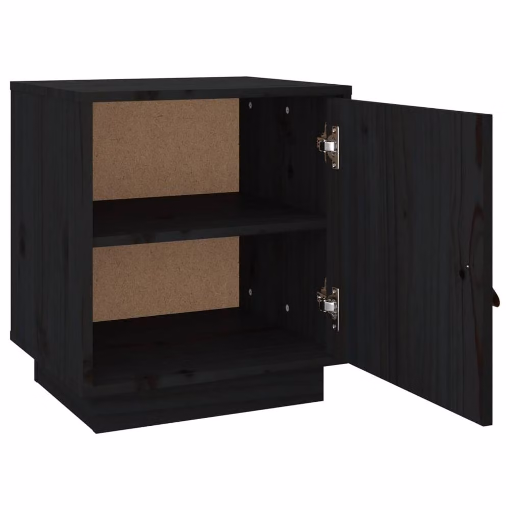 Berkfield Home Beautiful Black Solid Wood Pine Bedside Cabinet W/D/H: 40 x 34 x 45 cm – 5