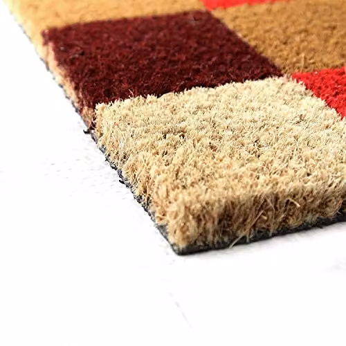 Coco&Coir Vintage Checks Natural Coir Door Mat, Multicolour, W: 75 cm, D: 45 cm, H: 1.5 cm – 5