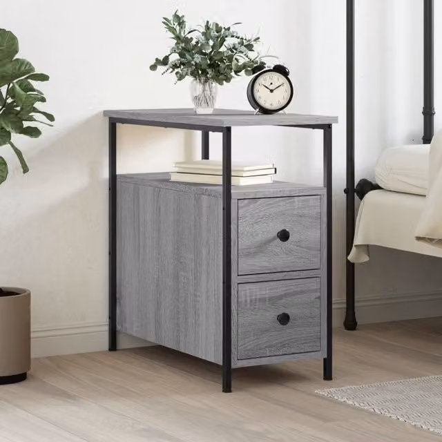 Berkfield Home Grey Sonoma Bedside Cabinet W/D/H: 30 x 60 x 60 cm