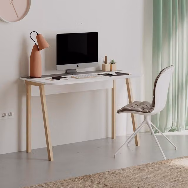 FWStyle Retro Two Tone Writing Desk in White and Grey