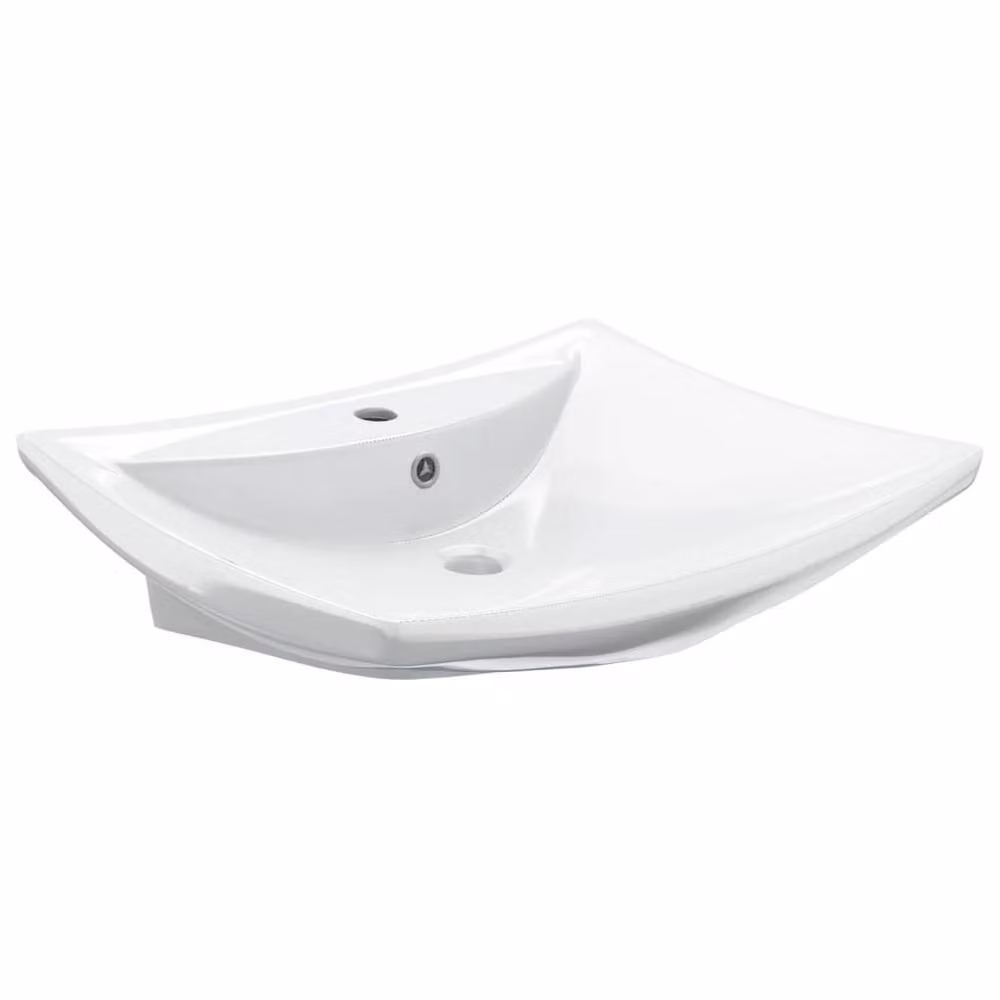 Berkfield Home Luxury Rectangular Ceramic Wall Mounted Basin with Overflow and Faucet Hole in White – 2