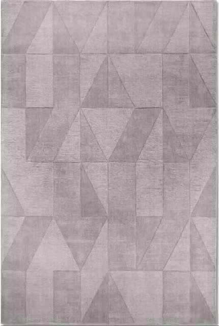 Villeroy & Boch 1906 Ursule Grey Wool Rug with High Low Pile and Geometric Design, W: 120 cm, D: 170 cm