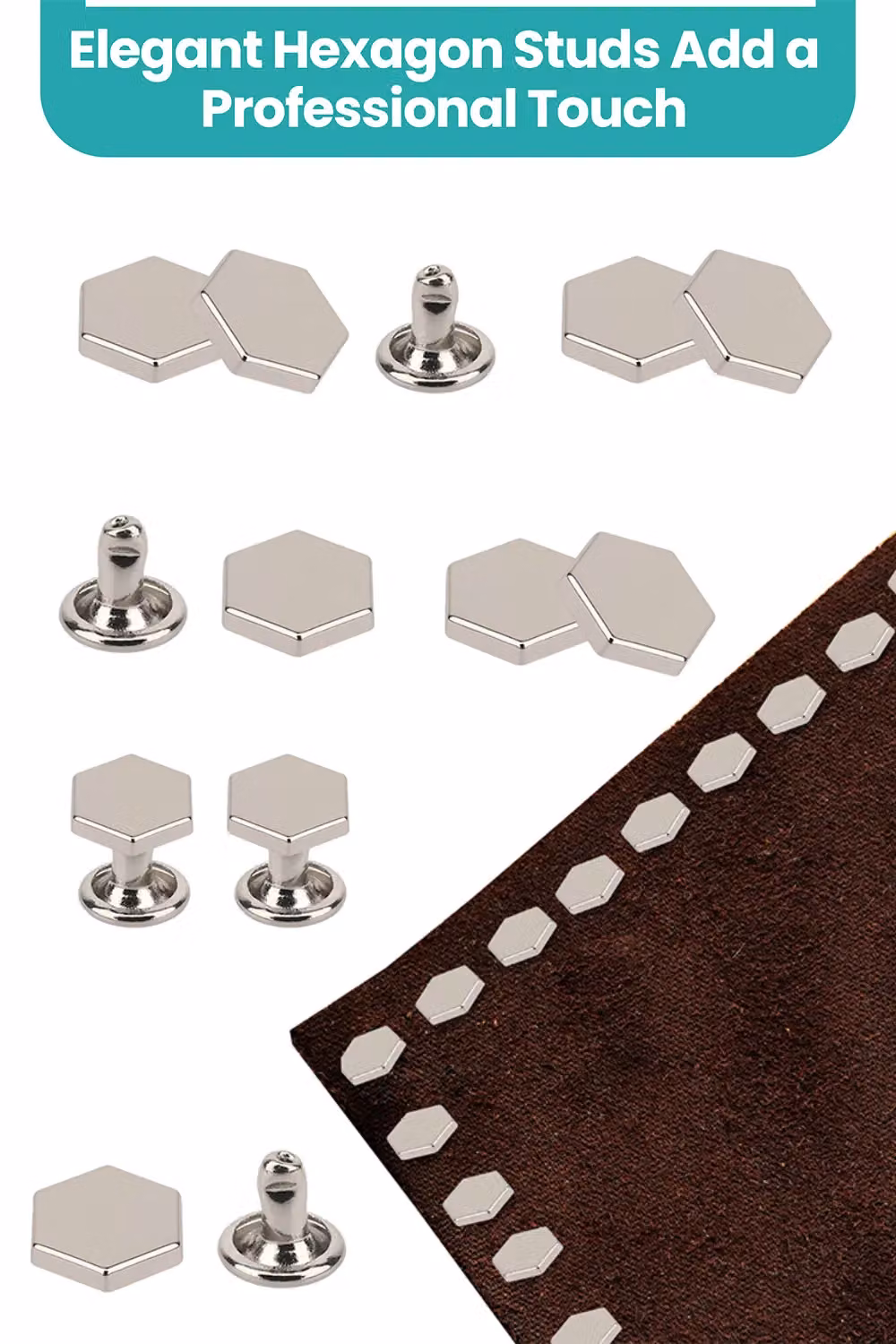 Neel Blue Silver Nickel-Plated Metal Alloy Hexagonal Feet Caps with 7mm Rivet Studs, 25 Pieces (Diameter: 14mm) – 3