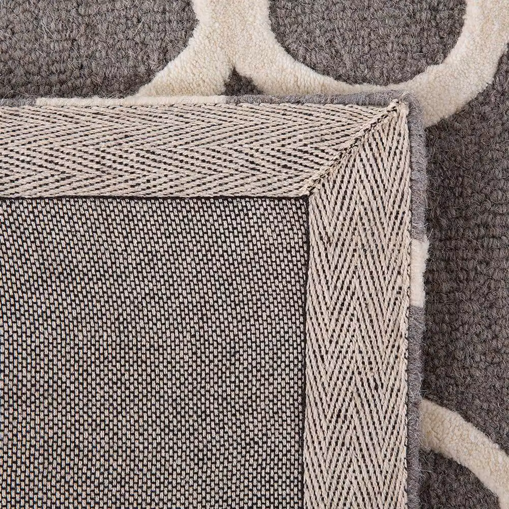 Wyld and Coco Trellis Hand-Tufted Wool and Cotton Geometric Rug in Grey and Beige, W: 80 cm, L: 150 cm – 3
