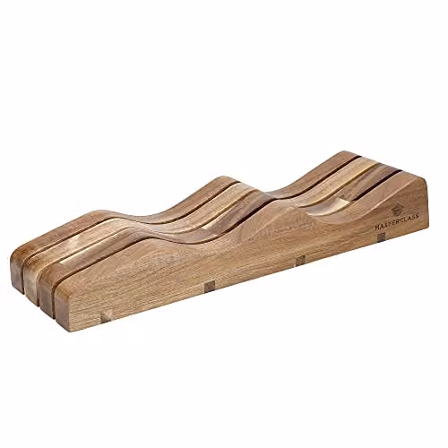 MasterClass Wooden Knife Holder, Brown, W: 35 cm, D: 10 cm, H: 5.5 cm – 1