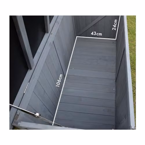 AIRWAVE Small Wooden Garden Storage Box with Lockable Showerproof Lid, 300L Fir Wood Chest for Patio Cushions and Outdoor Tools – 4
