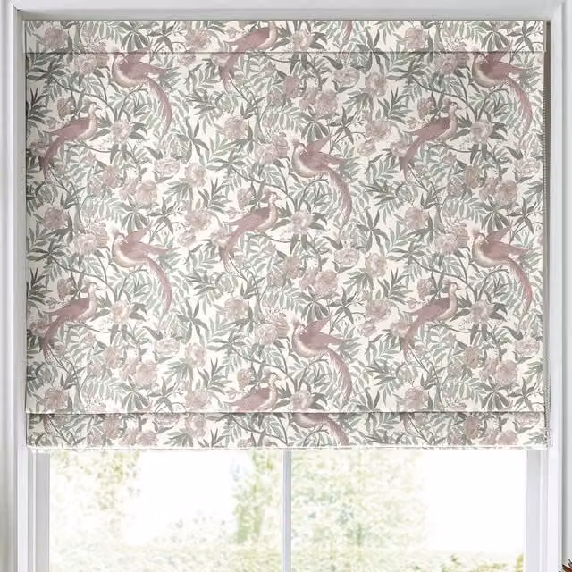 Laura Ashley Osterley Birds Made to Measure Blackout Roman Blind in Mulberry Multicolour