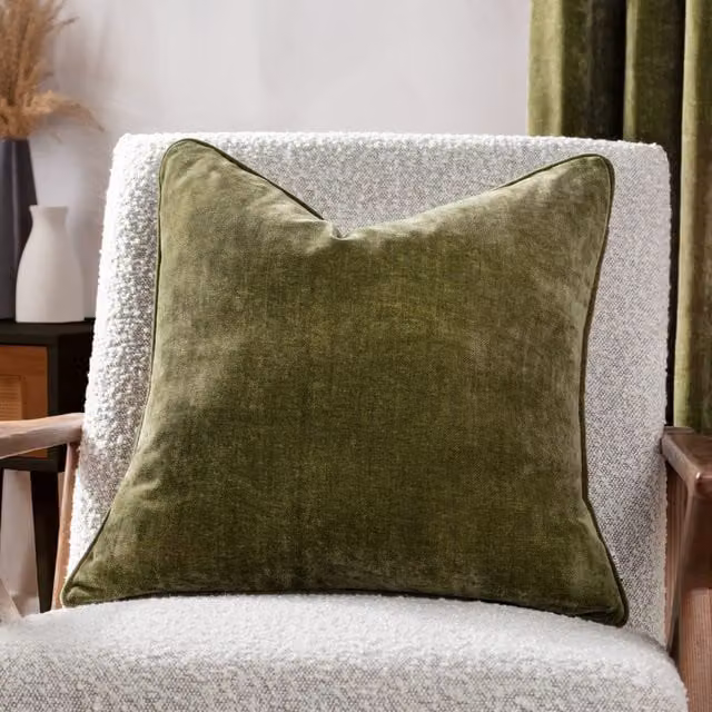 Yard Heavy Chenille Polyester Square Cushion in Green, W/D/H: 50 x 50 x 50 cm – 4