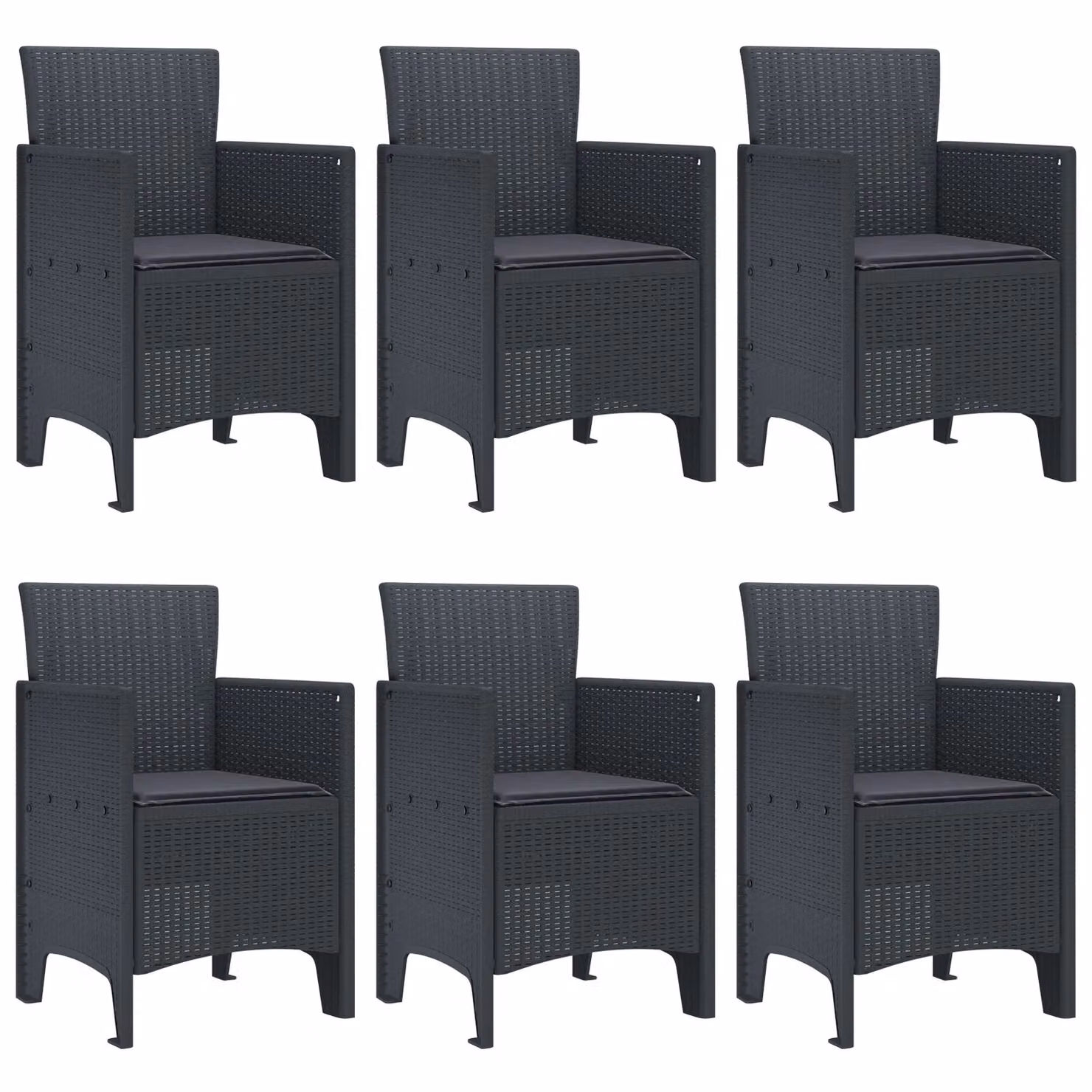 Berkfield Home 7 Piece Poly Rattan Garden Dining Set with Anthracite Cushions in Black – 3