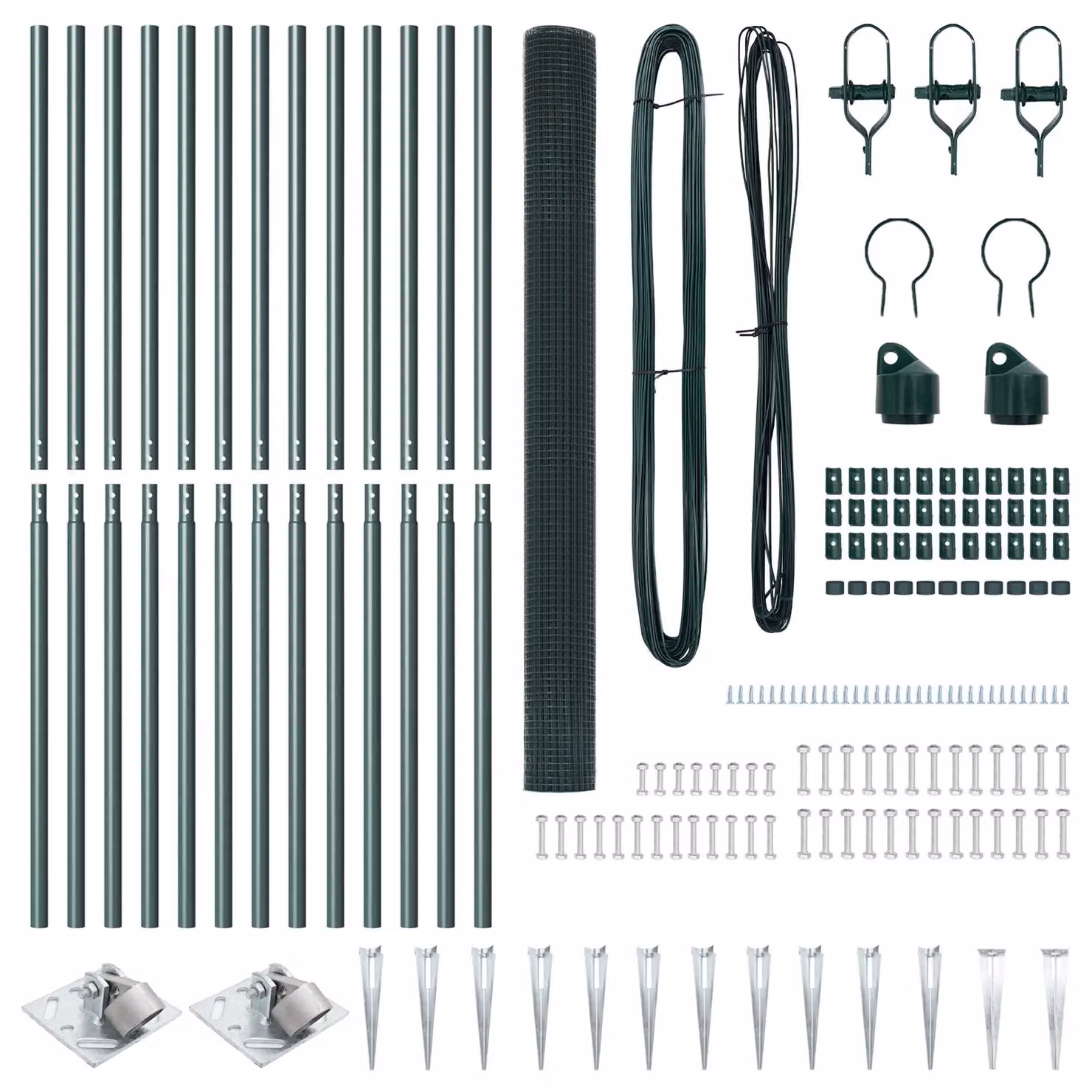 Berkfield Home Green Steel Welded Wire Fence with 13 In-Ground Spike Posts, W: 2.5 m, H: 1.6 m – 3