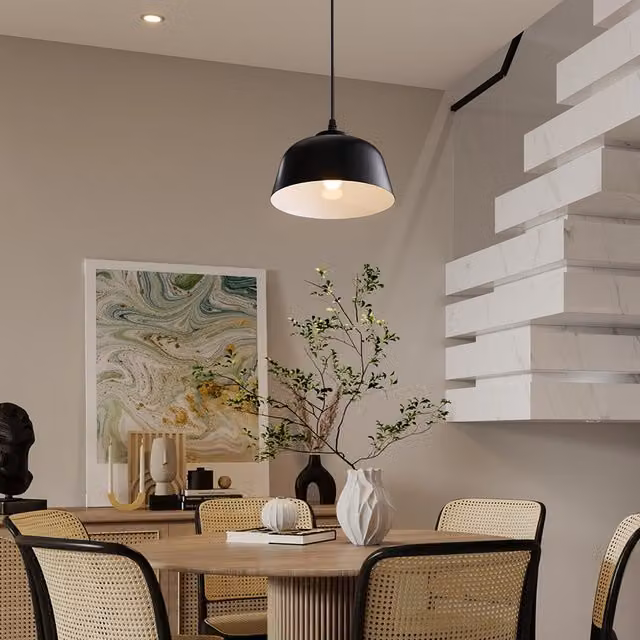 Livingandhome Minimalist Metal E27 Pendant Light Lampshade in Grey