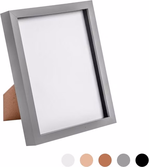 Nicola Spring Modern Rectangular 3D Box Photo Frame, Grey, W/H: 20.32 x 25.4 cm