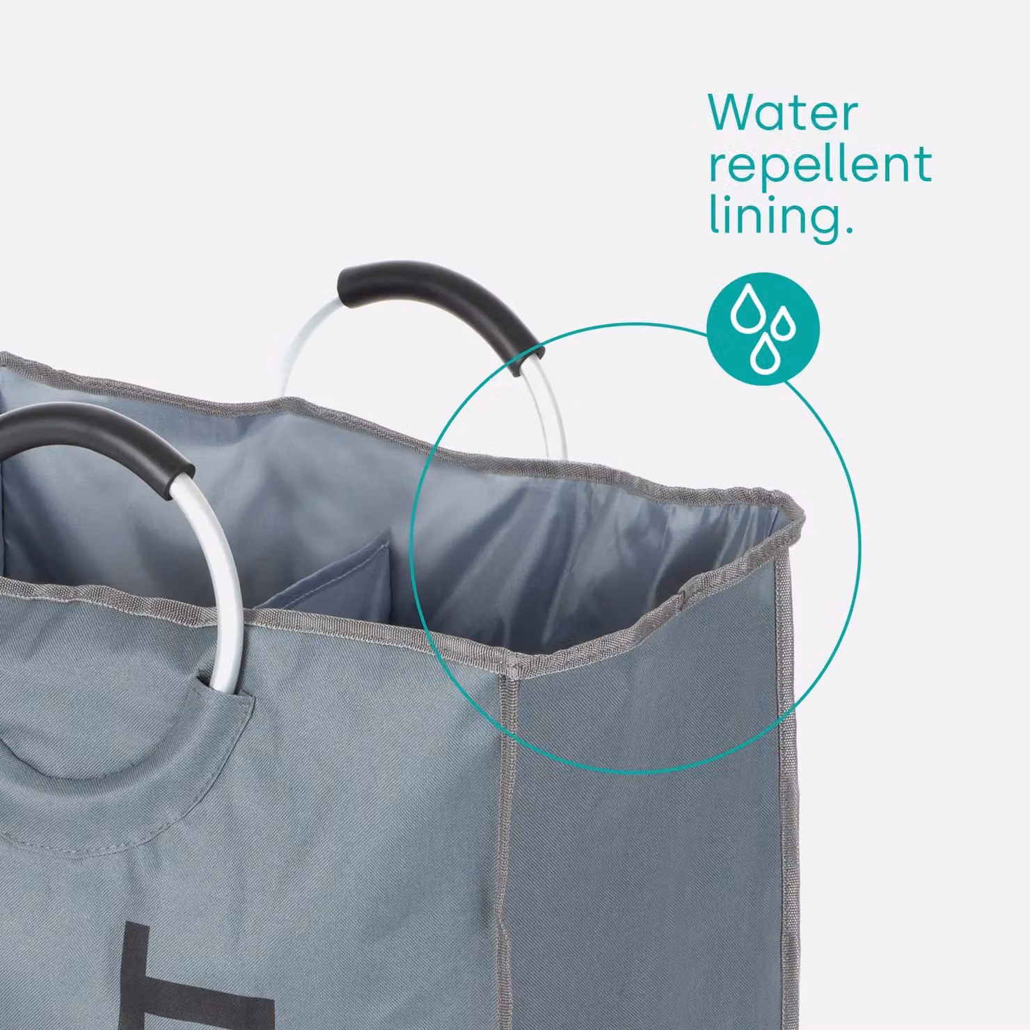 LIVIVO Grey Double Section Collapsible Laundry Basket with Handles – 3