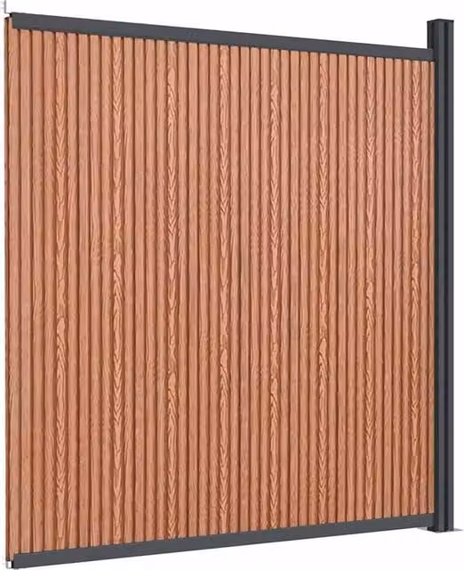 Berkfield Home WPC and Aluminium Fence Panel, Brown, W: 173 cm, H: 186 cm – 1