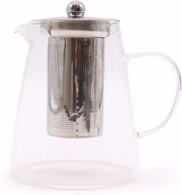KDMD Glass Infuser Teapot Flask, 950ml, Transparent, Stovetop Safe