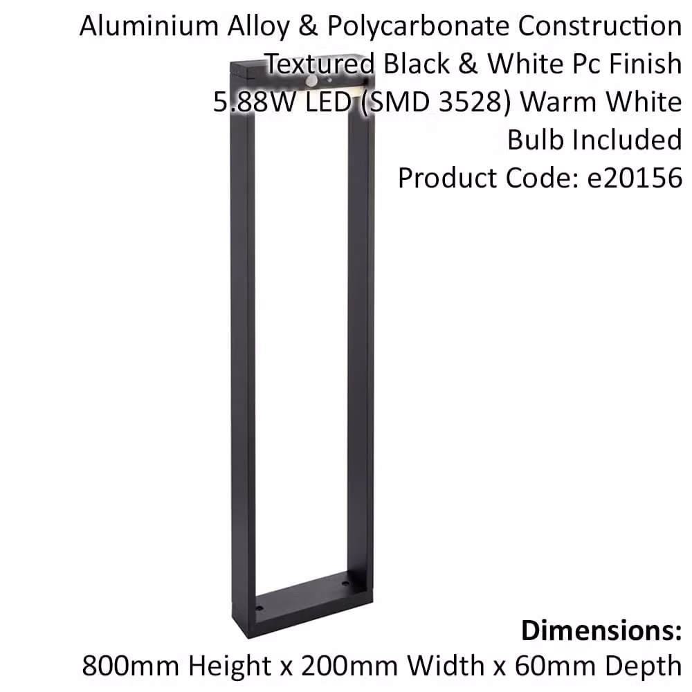 Loops Solar Powered Outdoor LED Bollard Post Light in Black with White Diffuser – 2