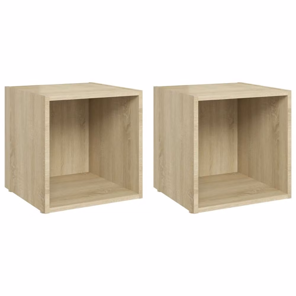 Berkfield Home Set of 2 Sonoma Oak TV Cabinets in Natural Sand, W/D/H: 37 x 35 x 37 cm – 2