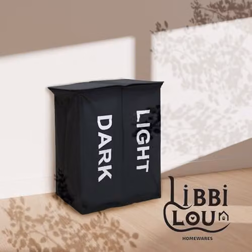 Libbi Lou Two Section Double Laundry Hamper in Black and Grey with Removable Bags, W/D/H: 59 x 39 x 65 cm – 4