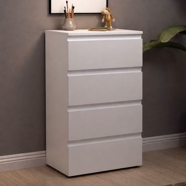 Spot On Dealz White High Gloss Minimalist MDF Chest of Drawers