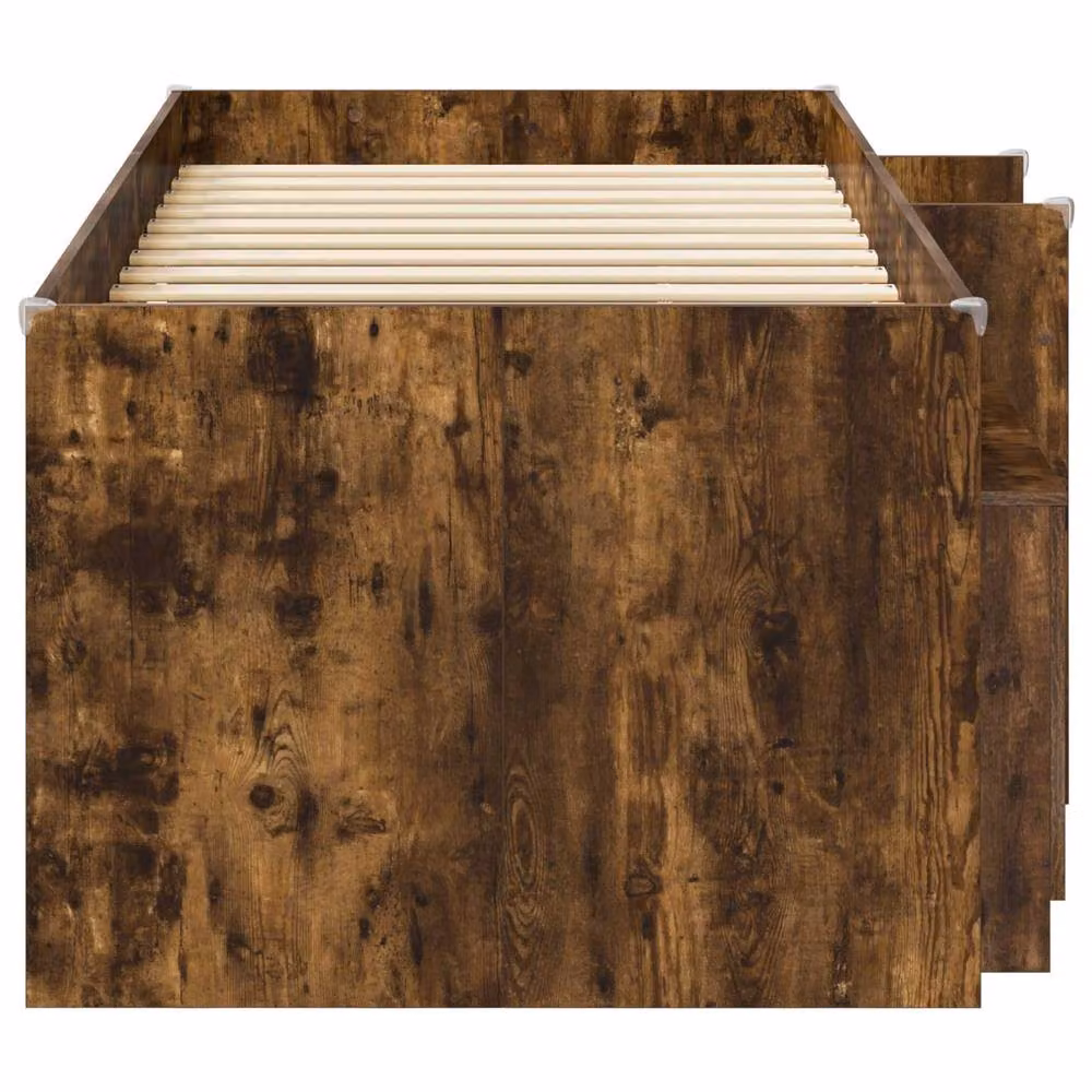 Berkfield Home Loft Bed Frame with Cabinet in Smoked Oak Brown Engineered Wood – 2