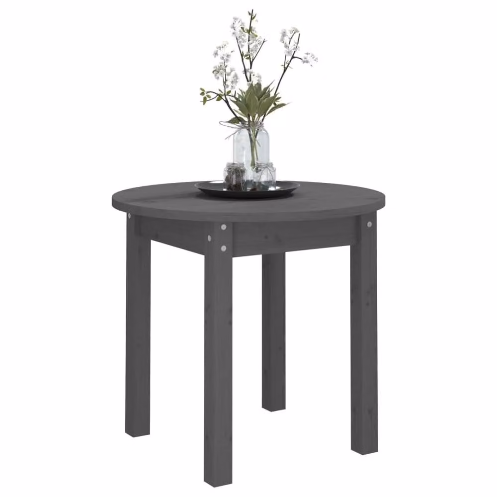 Berkfield Home Beautiful Round Solid Pine Coffee Table in Grey, Diameter: 45 cm, Height: 40 cm – 3