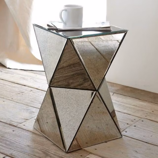 FurnitureboxUK Diamond Contemporary Mirrored Bedside and Side Table in Silver – 1