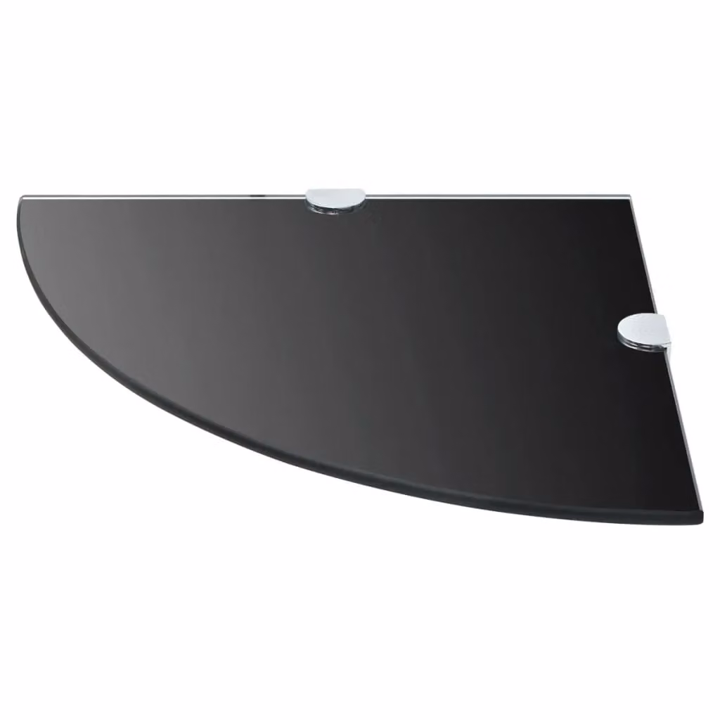 Berkfield Home Wall Mounted Corner Shelf with Black Glass and Chrome Supports W/D/H: 25 x 25 x 25 cm – 1