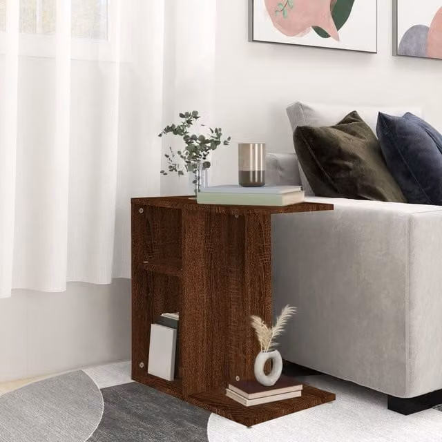 Berkfield Home Modern Side Table in Brown Oak, W/D/H: 50 x 30 x 50 cm – 1