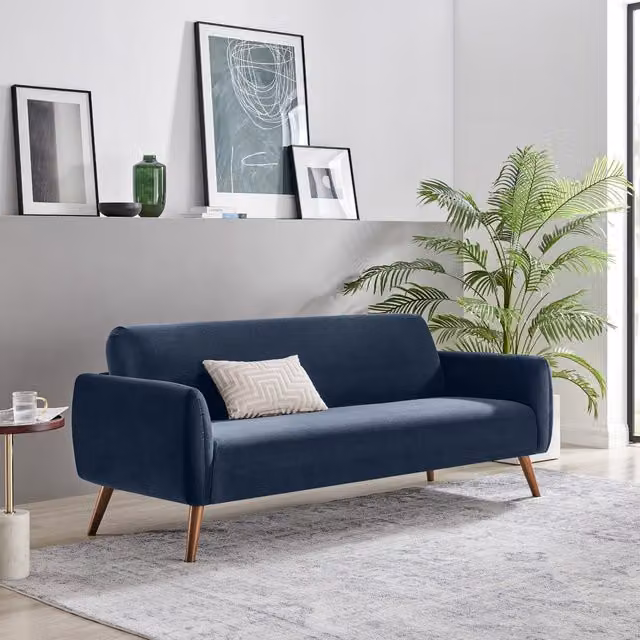 FurnitureboxUK Teddy 3 Seater Upholstered Velvet Sofa in Blue