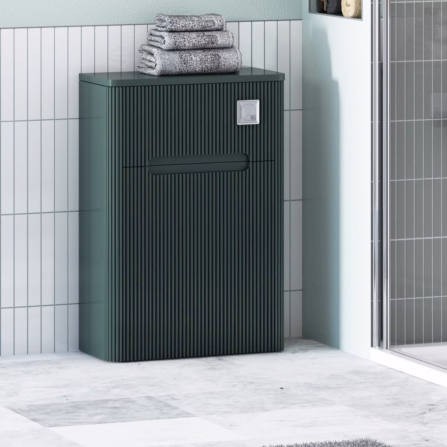 Avenza Wall Mounted Moss Green WC Toilet Unit, Depth: 55 cm
