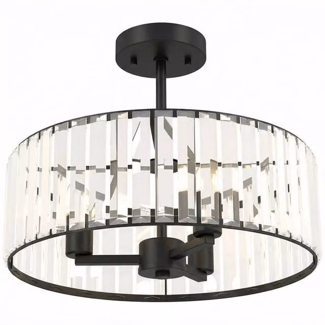 PAWNORA Modern Black Crystal and Metal Ceiling Chandelier with Transparent Crystal Accents – 1