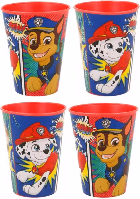 Stor Paw Patrol Chase Plastic Drinking Juice Tumbler Set of 4, Red, 260 ml