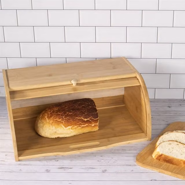 Maison & White Brown Bamboo Roll Front Bread Bin