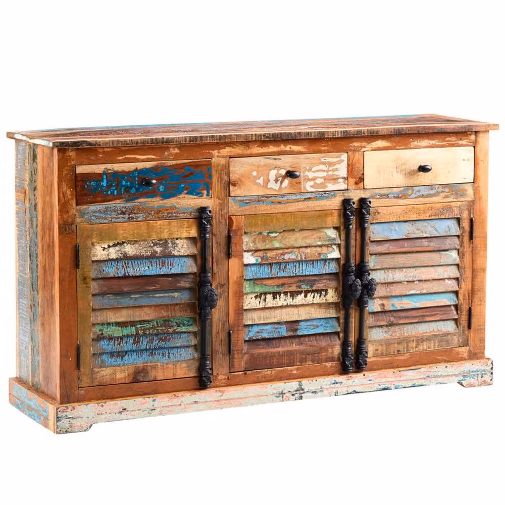 Wyld Haus Seattle Large Reclaimed Wood Sideboard with 3 Drawers and 3 Doors in Brown – 2