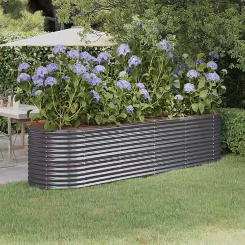 vidaXL Galvanised Steel Raised Bed in Anthracite, W: 296 cm, D: 80 cm, H: 68 cm – 2