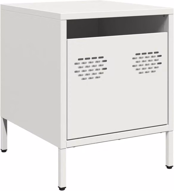 Berkfield Home White Steel Bedside Cabinet W/D/H: 35 x 39 x 43.5 cm
