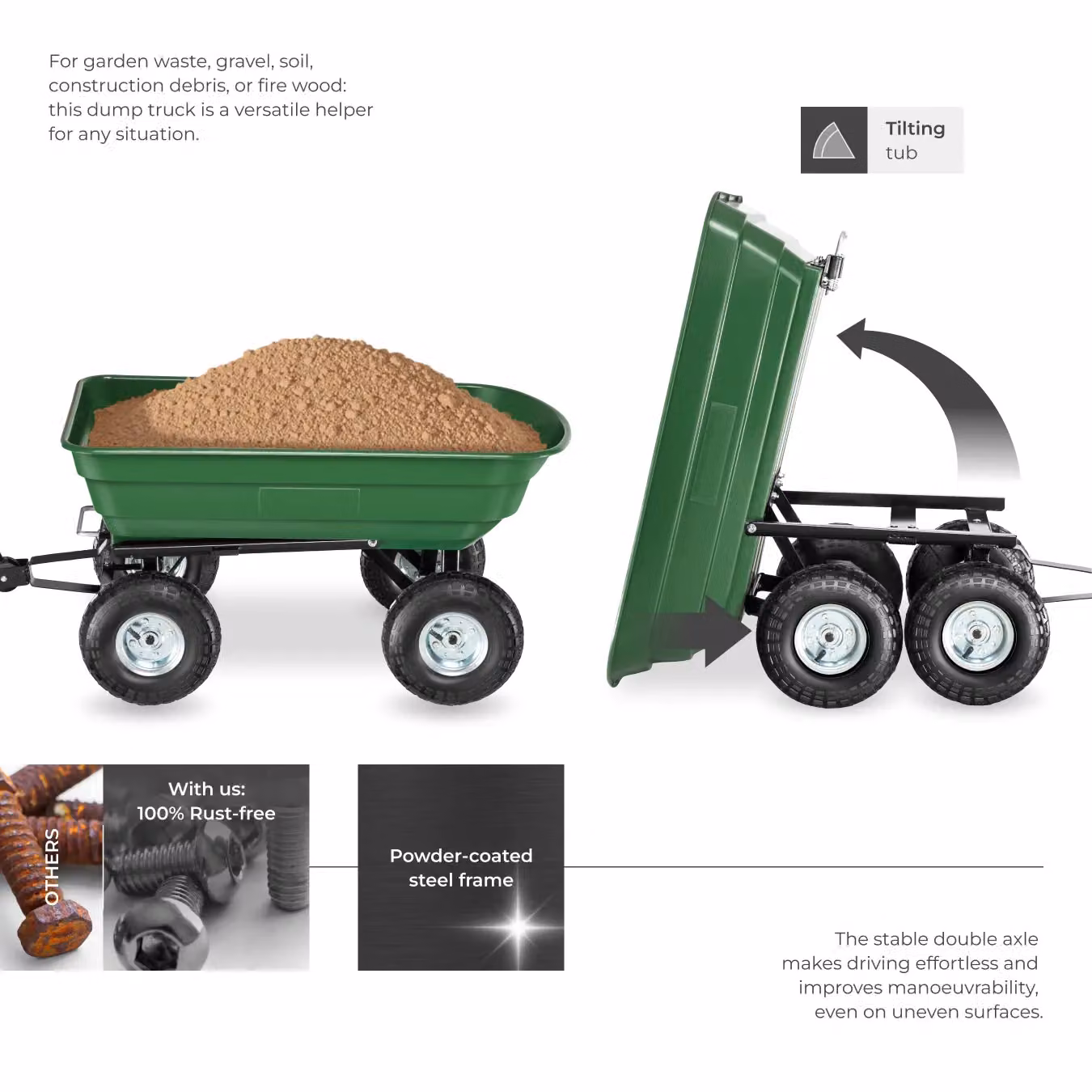 tectake Garden Trolley in Green – 3