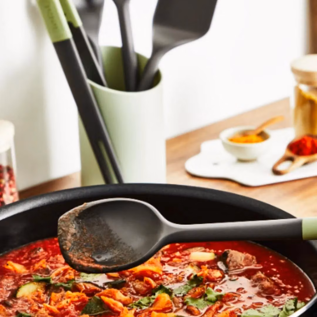 Tefal Essential 2 in 1 Non-Scratch Heat Resistant Silicone Scraping Spoon in Grey – 3