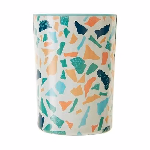Orsina Melamine Geometric Terrazzo Tumbler in Multicolour, White and Green