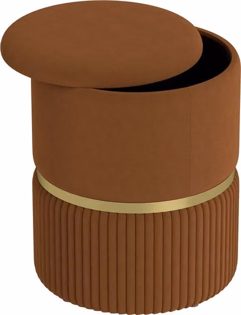 HOMCOM Brown Velvet Storage Ottoman – 1