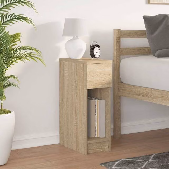 Berkfield Home Durable Bedside Cabinet with Drawer in Light Oak, W/D/H: 20 x 36 x 60 cm