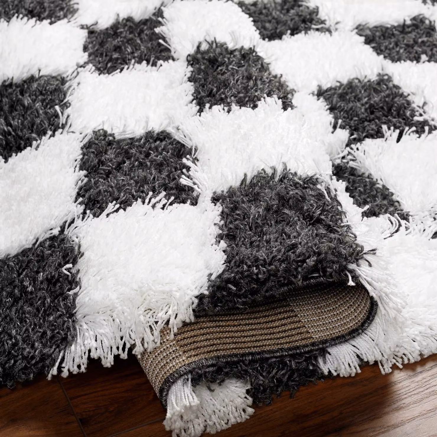 Livabliss Urban Checkerboard Plush Pile Living Room Rug in Yellow, Black, Beige and Pink, W: 160 cm, D: 220 cm – 3