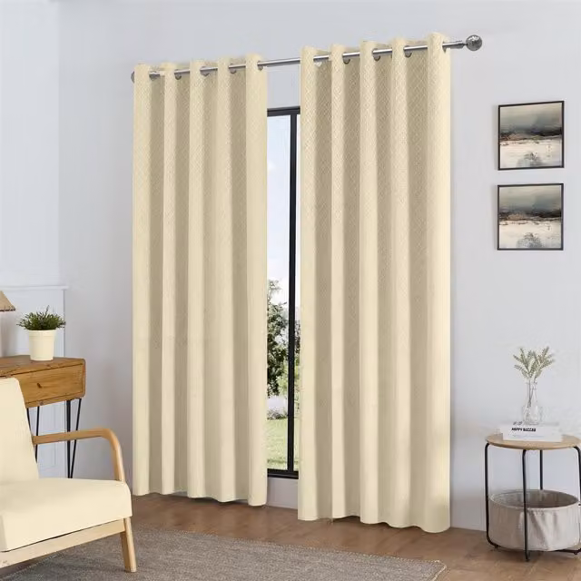 Luxury Living Temple Velvet Ring Top Blackout Curtains in Beige, Width: 229 cm, Drop: 229 cm