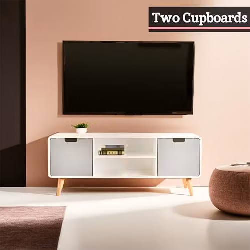Premier Housewares TV Unit, White and Grey, W/D/H: 120 x 40 x 48 cm – 5